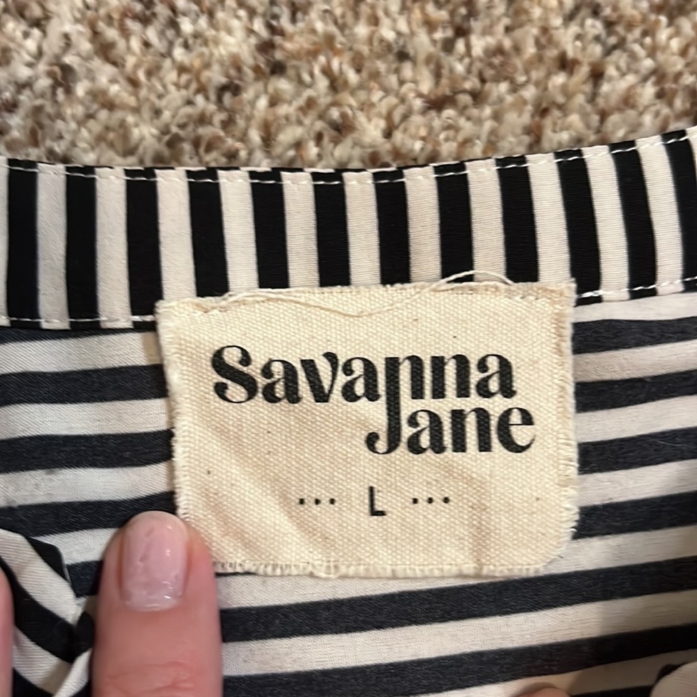 Savanna Jane Embroidered Striped Blouse Gem